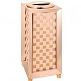 編織紋玫瑰金垃圾桶