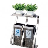 不銹鋼地鐵垃圾桶帶花盆