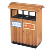公園景區戶外屋檐式鋼木分類垃圾箱