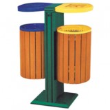 雙桶鋼木分類垃圾箱