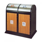 搖蓋鋼木分類垃圾箱