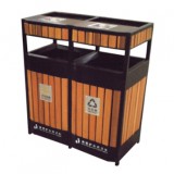 雙聯式鋼木分類垃圾箱