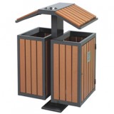 園林屋形鋼木垃圾箱