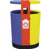 單桶三色分類鋼制垃圾桶