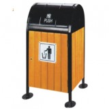 搖蓋鋼木垃圾桶