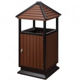 別墅古塔式鋼木垃圾桶