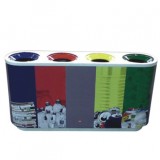 四筒室內彩色不銹鋼四分類垃圾桶