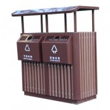 景區進口樟木分類鋼木垃圾桶
