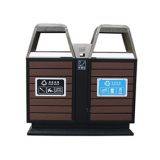 戶外防腐木雙分類鋼木垃圾箱