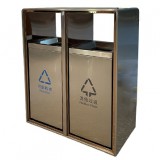 廣場(chǎng)滑軌兩連體不銹鋼分類(lèi)垃圾箱