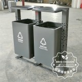 惠州公園景區(qū)鏤空立柱不銹鋼分類垃圾桶案例