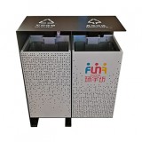 成都商場兩連體鏤空不銹鋼垃圾桶