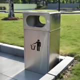 戶外方形不銹鋼垃圾桶城市文明的靜默守護者