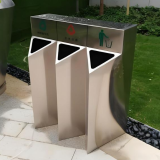 戶外三分類不銹鋼垃圾桶定制助力垃圾分類新時尚