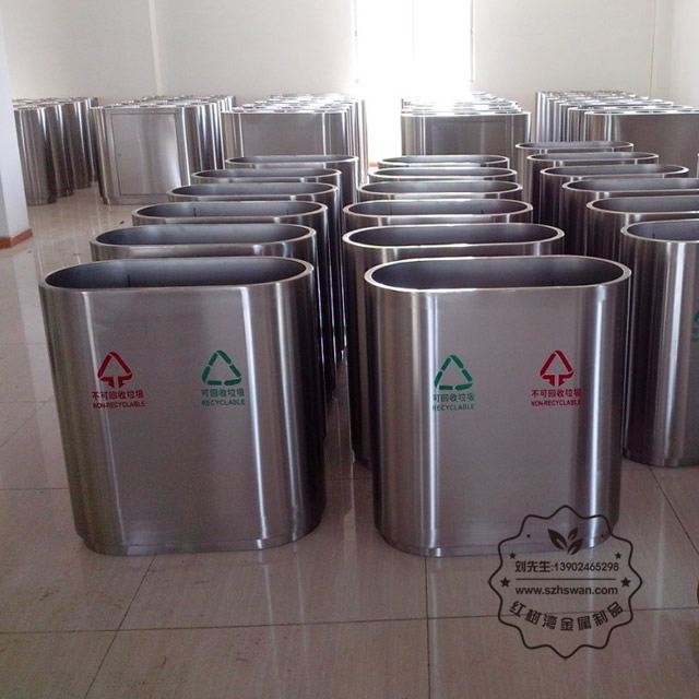 室內不銹鋼三分類垃圾桶圖片002