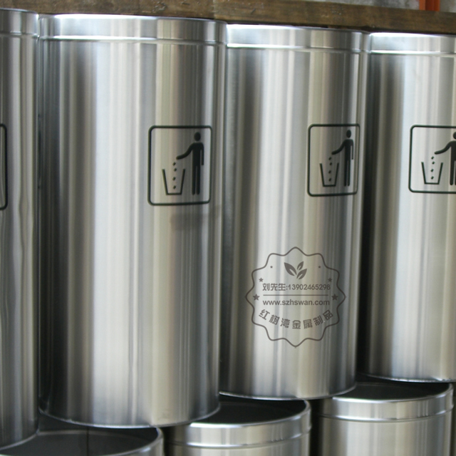 不銹鋼圓形斜口垃圾筒圖片003