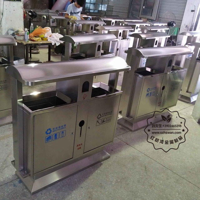 戶外不銹鋼分類垃圾箱圖片003