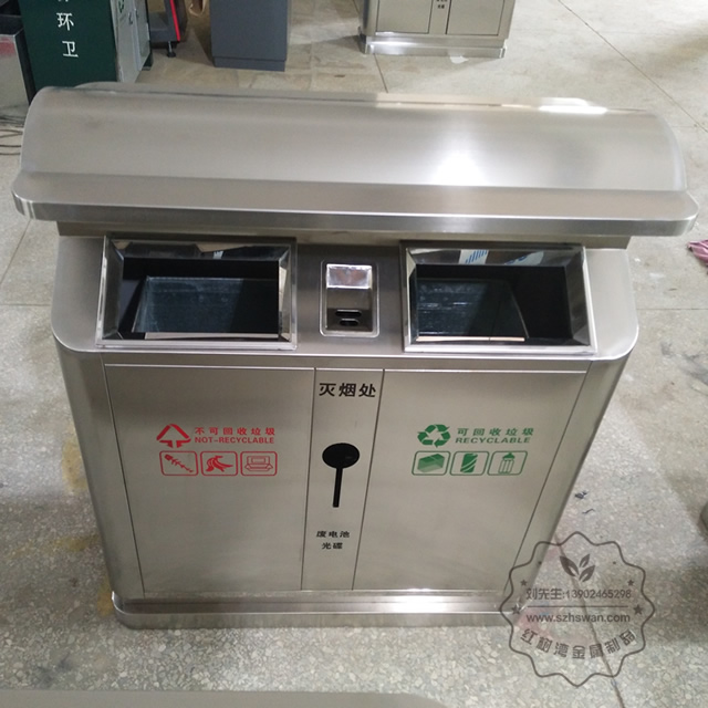 304加厚戶外不銹鋼分類垃圾桶圖片001