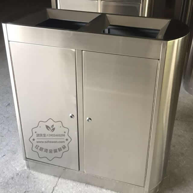 室內機場雙筒不銹鋼分類垃圾箱圖片002