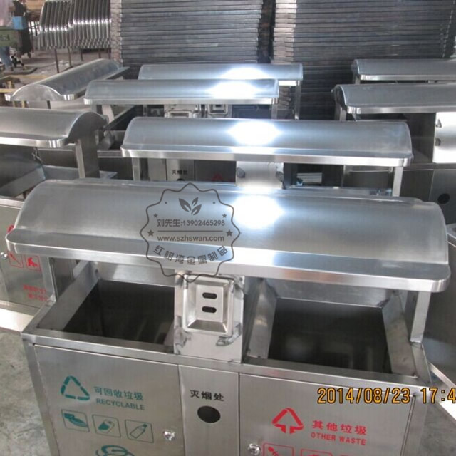 戶外景區常用不銹鋼分類環保垃圾桶圖片002