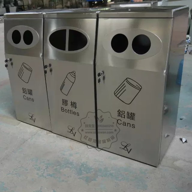 室內(nèi)不銹鋼三分類垃圾桶圖片001