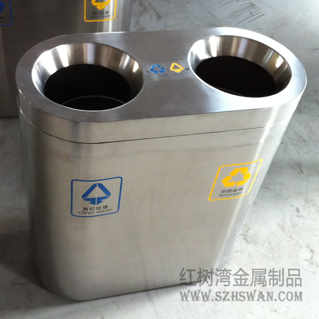 廣州萬達(dá)商場不銹鋼分類垃圾桶