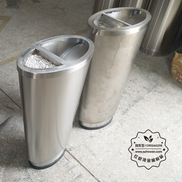 橢圓錐體不銹鋼果皮箱圖片001