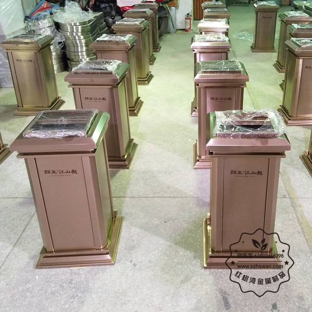 電鍍玫瑰金室內方形不銹鋼垃圾桶01