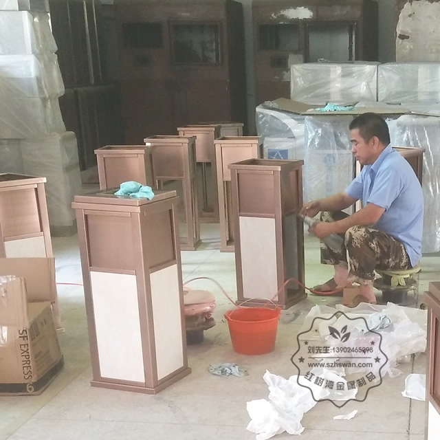 高檔公寓室內(nèi)方形不銹鋼果皮箱圖片001