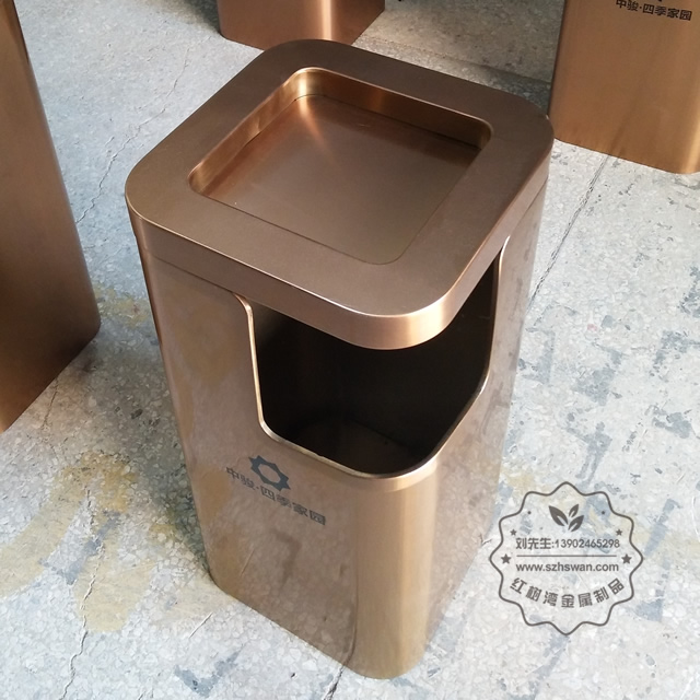 室內(nèi)商場(chǎng)電鍍方形不銹鋼果皮箱圖片001