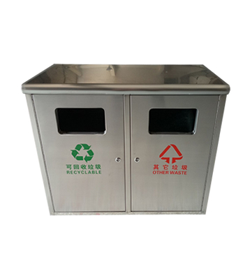 校園簡(jiǎn)潔方形戶外不銹鋼垃圾箱主圖