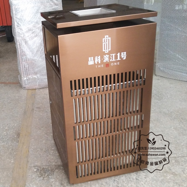 方形電梯口不銹鋼垃圾桶圖片06