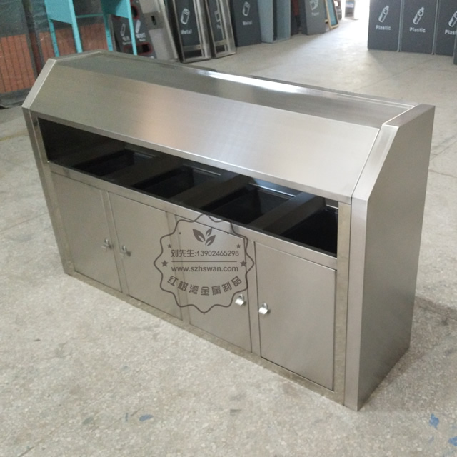 大號室外不銹鋼四分類垃圾桶圖片002