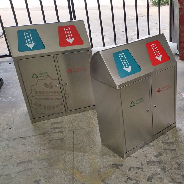 新款戶外雙筒不銹鋼垃圾箱圖片003