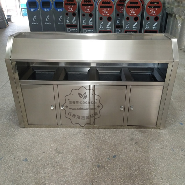 大號室外不銹鋼四分類垃圾桶圖片005