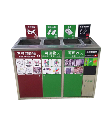 室內廣告四分類不銹鋼垃圾箱主圖