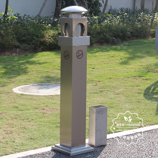 高鐵站戶外方形不銹鋼煙蒂柱001