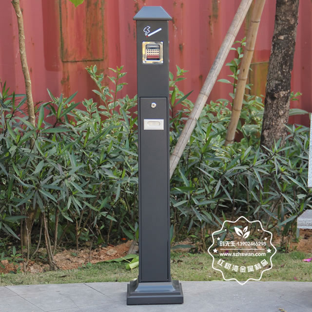 烤漆方形不銹鋼煙蒂柱圖片003