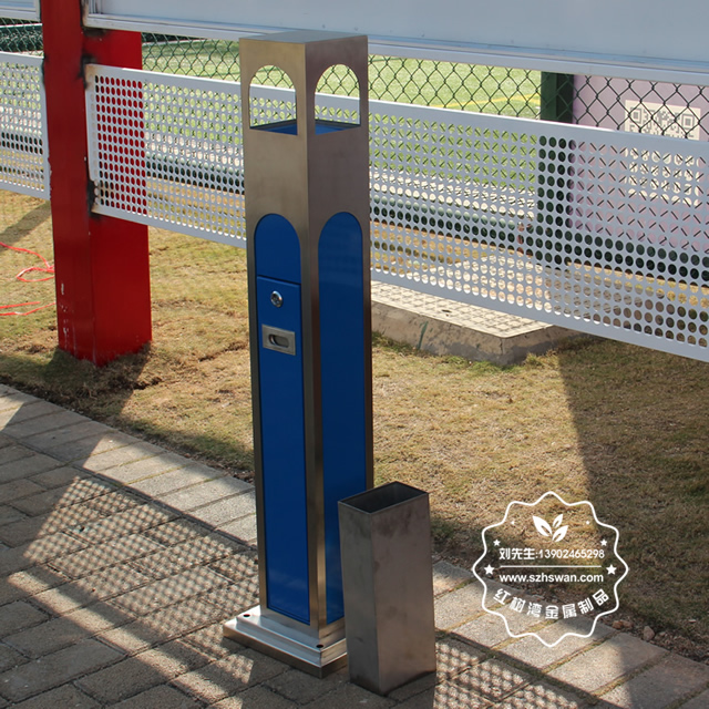 創意室外方形不銹鋼煙灰柱圖片005