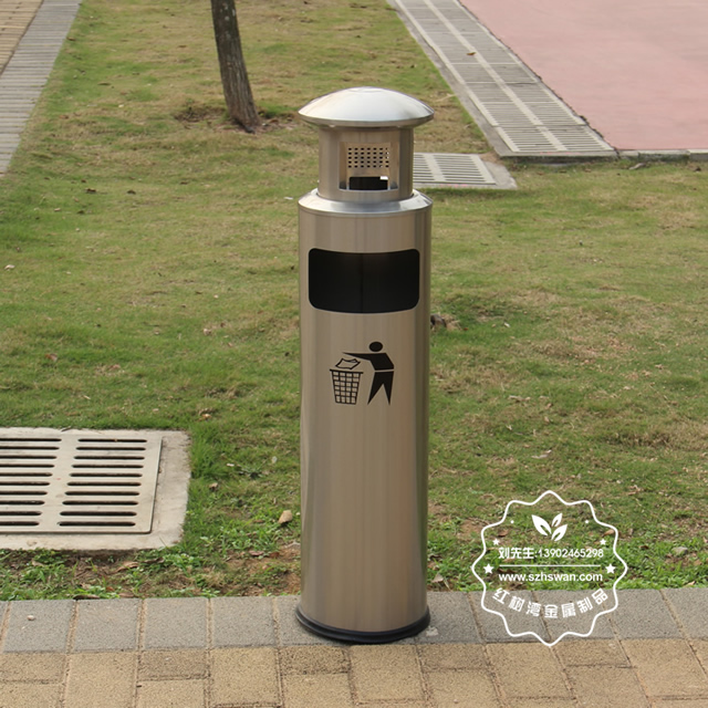 圓柱形不銹鋼煙灰垃圾桶圖片005