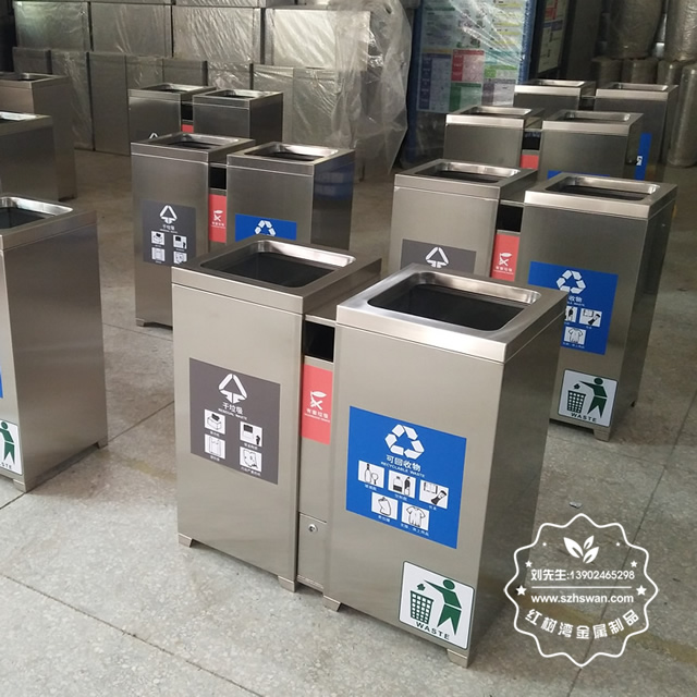 室內(nèi)304不銹鋼兩分類垃圾桶圖片02