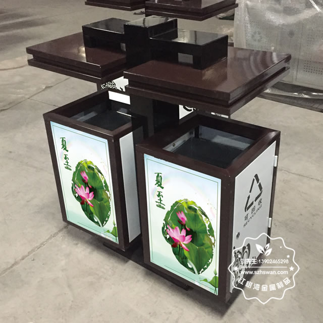 公園戶外鋼制二分類垃圾箱圖片02