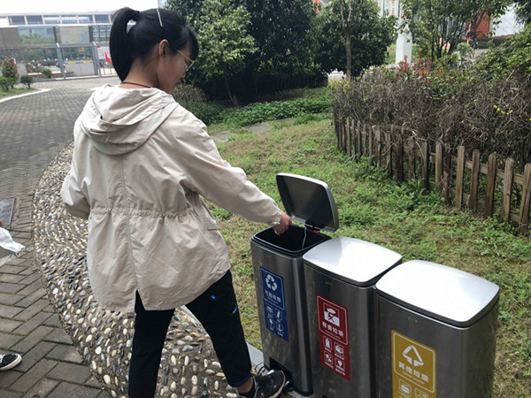 腳踏式三分類不銹鋼垃圾桶