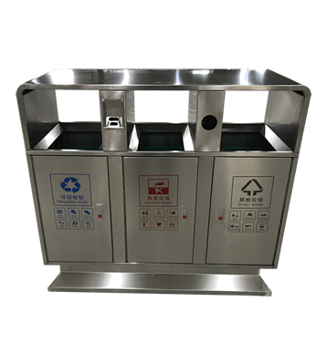 小區(qū)戶外方形三分類不銹鋼垃圾箱主圖
