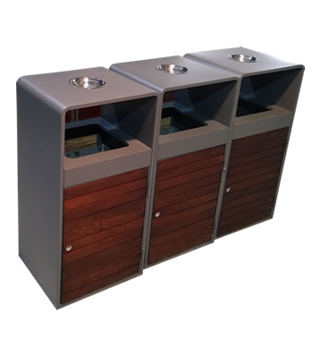 戶外組合式鋼木分類垃圾桶