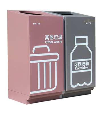 商場直投口滑軌不銹鋼分類垃圾桶