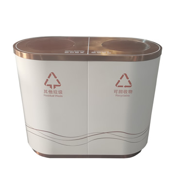 電鍍搖擺帶蓋不銹鋼分類垃圾桶