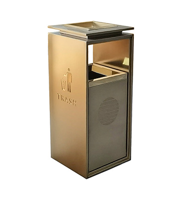 室內(nèi)方形電梯口電鍍不銹鋼垃圾桶