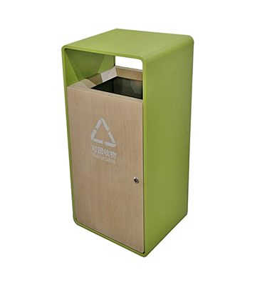 室內戶外轉木紋方形不銹鋼果皮箱