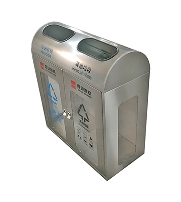 陜西地鐵站透明不銹鋼分類垃圾桶